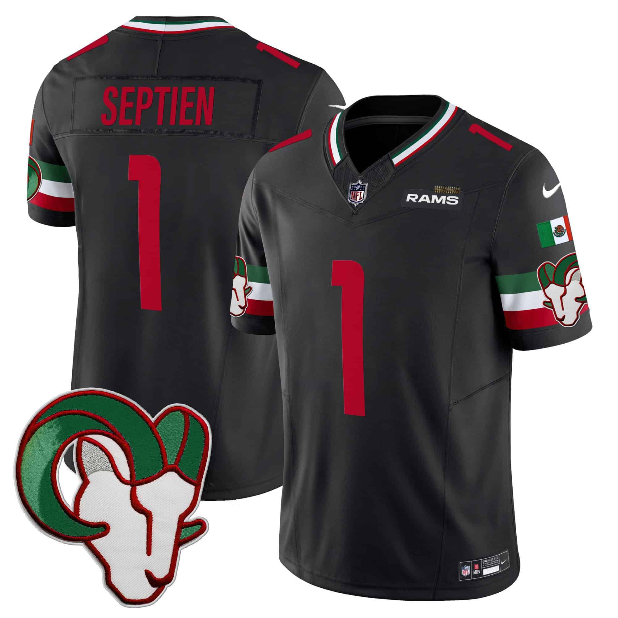 Men Los Angeles Rams #1 Septien Black 2024 Nike Mexico Vapor Limited NFL Jersey